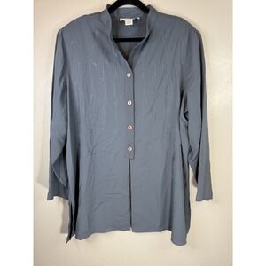 Vintage Maggie McNaughton Grey Plus Size Button Up Blouse Size 2X